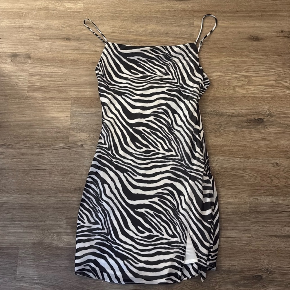 Cotton candy LA Cowell neck zebra print dress